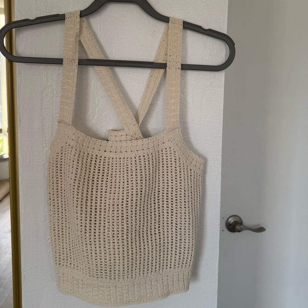 Massimo Dutti Cream Knit Tank Top